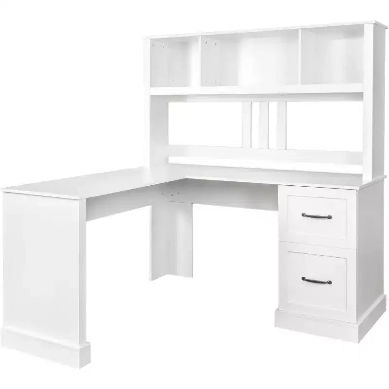 Escritorio de ordenador para oficina en casa con librería, armario, 2 cajones, estantes abiertos para sala de estar, oficina, dormitorio