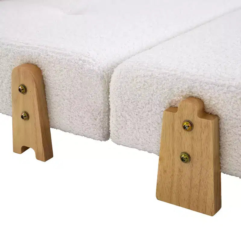 Sillón Cama Plegable Moderno Convertible con Tapizado de Peluche, Patas de Madera de Caucho y Cojín Decorativo