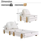 Sillón Cama Plegable Moderno Convertible con Tapizado de Peluche, Patas de Madera de Caucho y Cojín Decorativo