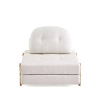Sillón Cama Plegable Moderno Convertible con Tapizado de Peluche, Patas de Madera de Caucho y Cojín Decorativo