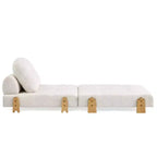 Sillón Cama Plegable Moderno Convertible con Tapizado de Peluche, Patas de Madera de Caucho y Cojín Decorativo
