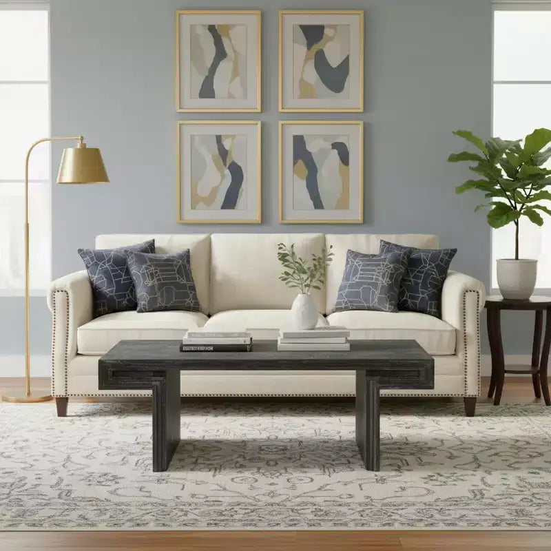 Homy Casa American Vintage Industrial Coffee Table with Double-Tier Storage for Living Room and Office
