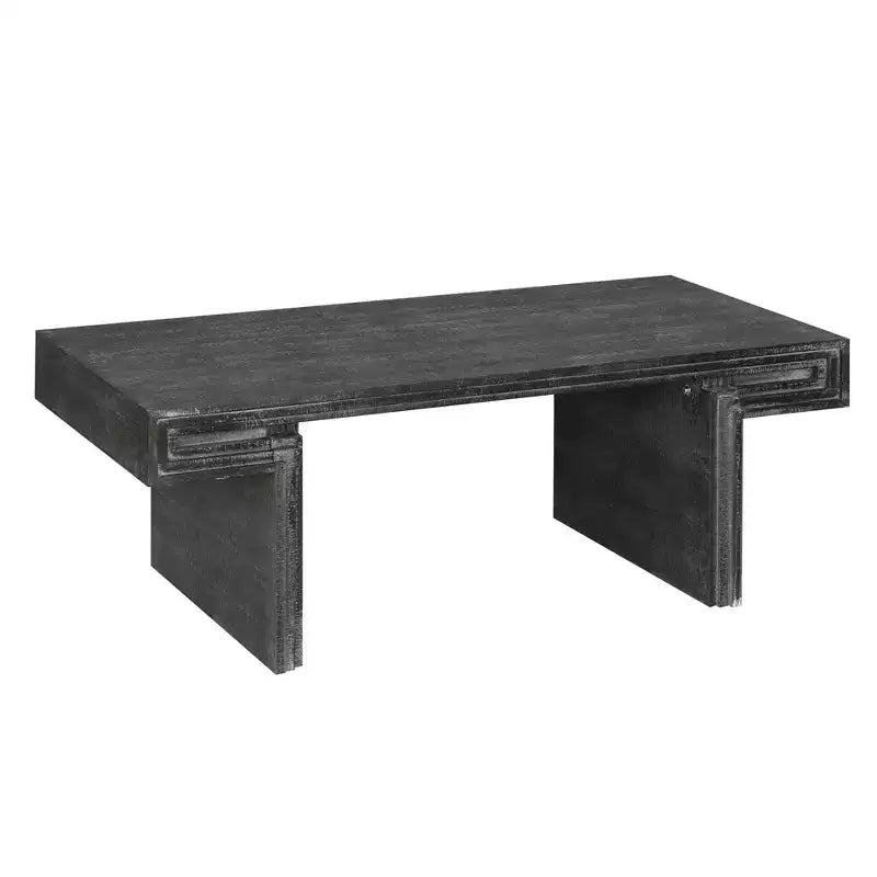 Mesa de centro industrial vintage americana con almacenamiento de doble nivel, 52 pulgadas de ancho para sala de estar
