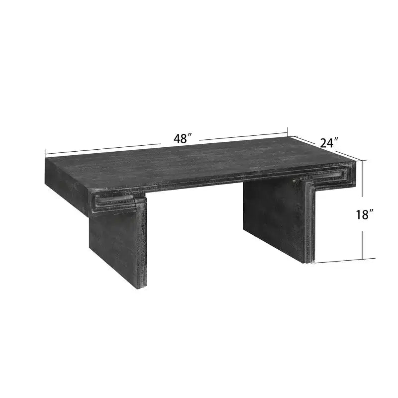 Mesa de centro industrial vintage americana con almacenamiento de doble nivel, 52 pulgadas de ancho para sala de estar