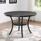 Mesa de comedor redonda contemporánea de 48" con estante de almacenamiento incorporado, acabado Coffee Bean, para 4 personas