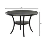 Mesa de comedor redonda contemporánea de 48" con estante de almacenamiento incorporado, acabado Coffee Bean, para 4 personas