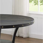 Mesa de comedor redonda contemporánea de 48" con estante de almacenamiento incorporado, acabado Coffee Bean, para 4 personas