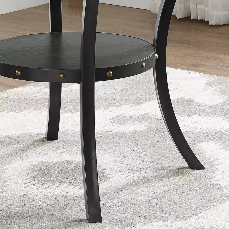 Mesa de comedor redonda contemporánea de 48" con estante de almacenamiento incorporado, acabado Coffee Bean, para 4 personas