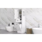 Armario de lavandería alto inclinable, armario de almacenamiento de baño estrecho con cesto de ropa sucia oculto, ganchos, estante ajustable, cajones