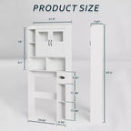 Mueble Organizador de Baño para Inodoro, de Pie, con 2 Puertas y Estante Ajustable, Blanco, 23.6x7.9x67.7 pulgadas