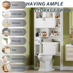 Mueble Organizador de Baño para Inodoro, de Pie, con 2 Puertas y Estante Ajustable, Blanco, 23.6x7.9x67.7 pulgadas