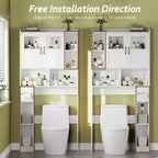 Mueble Organizador de Baño para Inodoro, de Pie, con 2 Puertas y Estante Ajustable, Blanco, 23.6x7.9x67.7 pulgadas