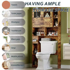 Mueble Organizador de Baño para Inodoro, de Pie, con 2 Puertas y Estante Ajustable, Blanco, 23.6x7.9x67.7 pulgadas