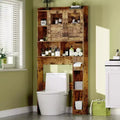 COZONY Over Toilet Storage Cabinet, Freestanding Bathroom Organizer w/ Adjustable Shelves & Glass Doors