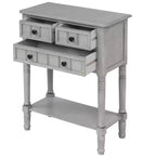 Consola de Madera Maciza Rústica de 23.7 pulgadas con 3 Cajones y Estante Inferior, Gris