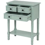 Consola de Madera Maciza Rústica de 23.7 pulgadas con 3 Cajones y Estante Inferior, Gris