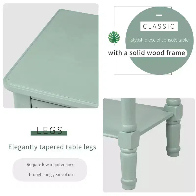 Consola de Madera Maciza Rústica de 23.7 pulgadas con 3 Cajones y Estante Inferior, Gris
