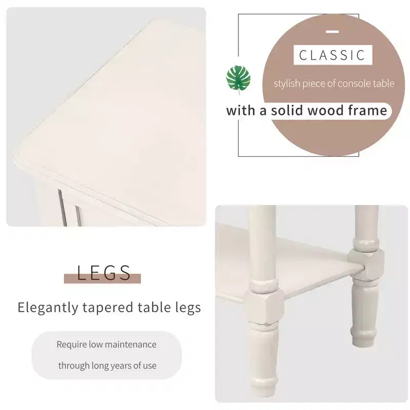 Consola de Madera Maciza Rústica de 23.7 pulgadas con 3 Cajones y Estante Inferior, Gris