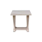 Mesa Auxiliar Cuadrada de Madera de Caucho Maciza sin Acabado con Estante Inferior, 61 cm — Lista para Pintar o Teñir