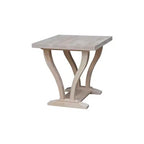 Mesa Auxiliar Cuadrada de Madera de Caucho Maciza sin Acabado con Estante Inferior, 61 cm — Lista para Pintar o Teñir