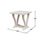 Mesa Auxiliar Cuadrada de Madera de Caucho Maciza sin Acabado con Estante Inferior, 61 cm — Lista para Pintar o Teñir