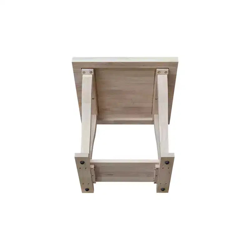 Mesa Auxiliar Cuadrada de Madera de Caucho Maciza sin Acabado con Estante Inferior, 61 cm — Lista para Pintar o Teñir