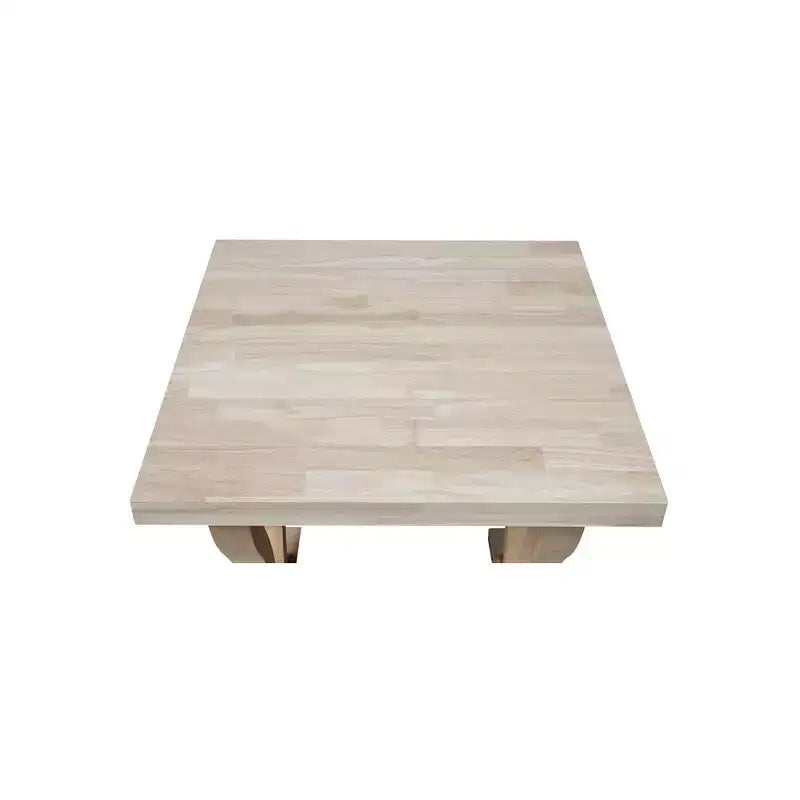 Mesa Auxiliar Cuadrada de Madera de Caucho Maciza sin Acabado con Estante Inferior, 61 cm — Lista para Pintar o Teñir