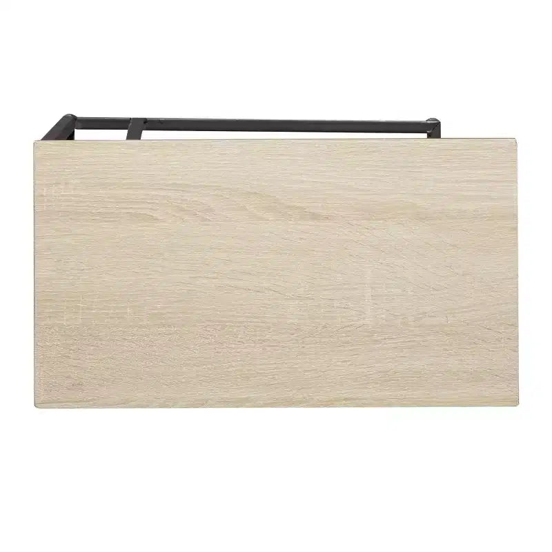 Mesa Auxiliar de Sofá Moderna de Hierro y Madera con Forma de C, Marco Negro, 19x10x26 pulg.