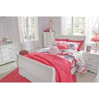 Cabecero de trineo doble en MDF pintado de blanco con elegante diseño curvo, 44.5"H x 55.7"W
