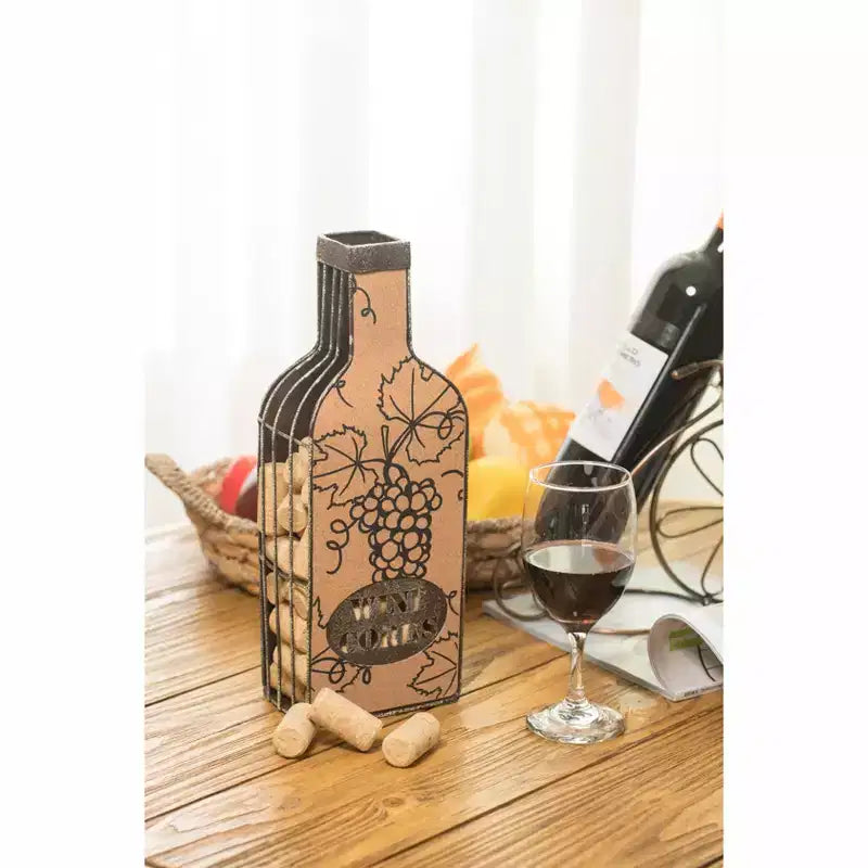 Soporte de corchos de metal con forma de botella de vino vintage, exhibición decorativa independiente, 30.5 cm de alto
