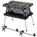 Keter Heavy-Duty Folding Workbench with 12 Adjustable Clamps, Foldable Work Table for Garage, Woodworking and Outdoor Workshop, 1000 lb Capacity