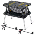 Keter Heavy-Duty Folding Workbench with 12 Adjustable Clamps, Foldable Work Table for Garage, Woodworking and Outdoor Workshop, 1000 lb Capacity
