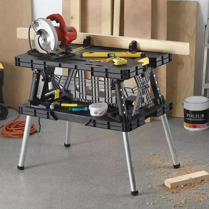 Mesa de trabajo plegable de alta resistencia con 12 abrazaderas ajustables, 450 kg de capacidad, portátil