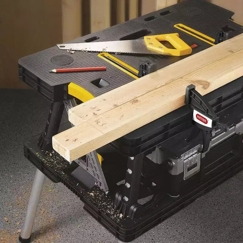 Mesa de trabajo plegable de alta resistencia con 12 abrazaderas ajustables, 450 kg de capacidad, portátil