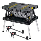 Mesa de trabajo plegable de alta resistencia con 12 abrazaderas ajustables, 450 kg de capacidad, portátil