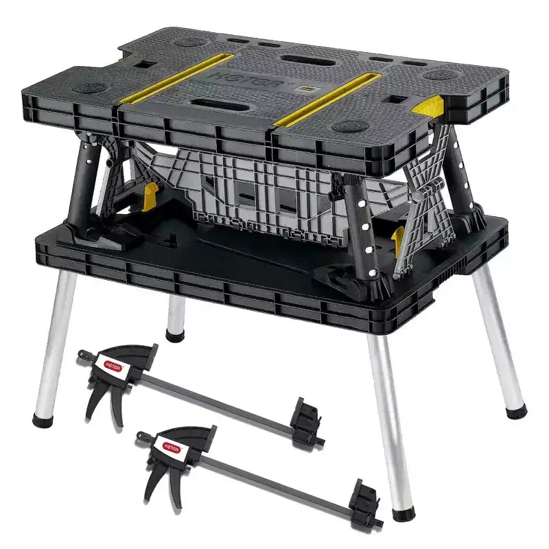 Mesa de trabajo plegable de alta resistencia con 12 abrazaderas ajustables, 450 kg de capacidad, portátil