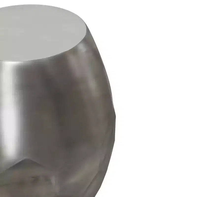 Mesa auxiliar redonda de metal plateado, 40,6 x 49,5 cm, no requiere montaje