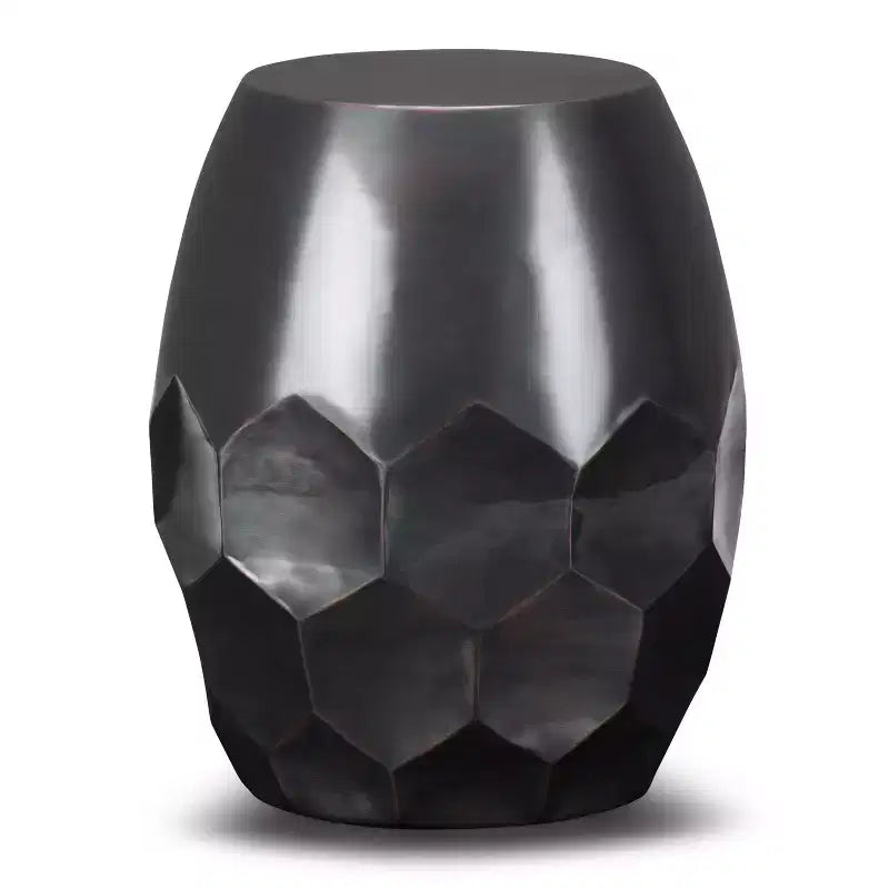 Mesa auxiliar redonda de metal plateado, 40,6 x 49,5 cm, no requiere montaje