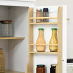 Despensa de cocina de 72", gabinete de cocina de 4 puertas con estantes de almacenamiento de 5 niveles, 8 especieros, cajón interior y estantes ajustables, blanco