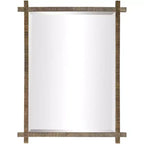 Uttermost Abanu 30 x 39.75 Rustic Gold Ribbed Frame Wall Mirror