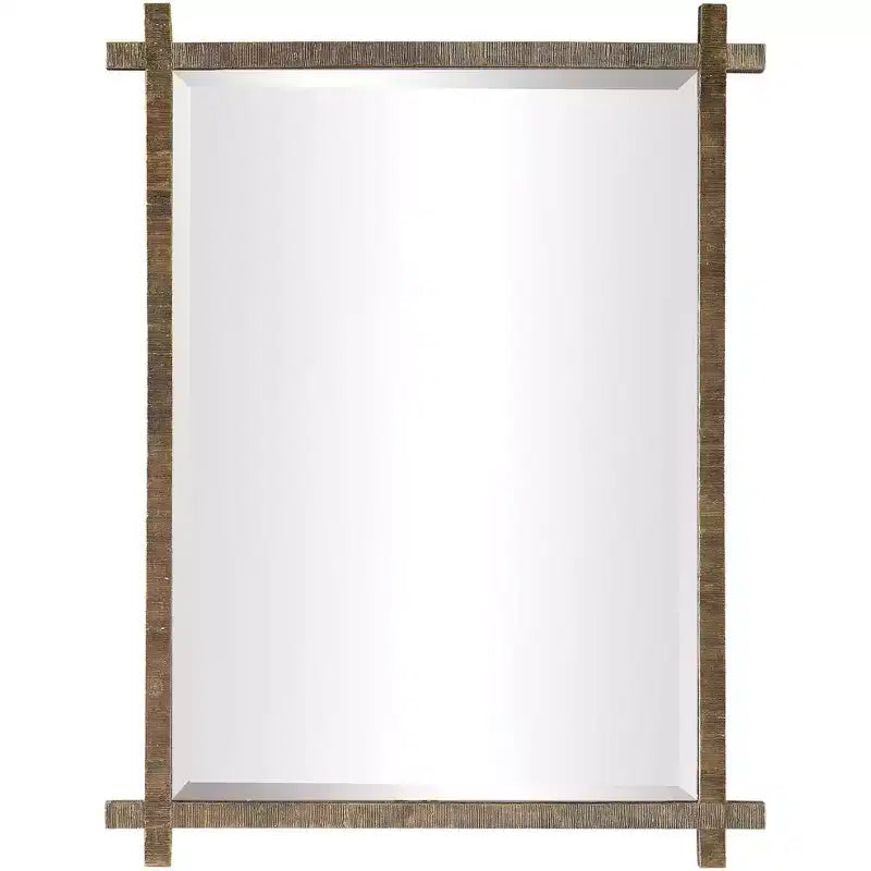 Uttermost Abanu 30 x 39.75 Rustic Gold Ribbed Frame Wall Mirror