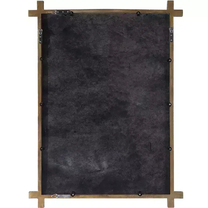 Espejo de pared rústico con marco dorado acanalado, 30"x39.75", bordes biselados — Cuélgalo en horizontal o vertical
